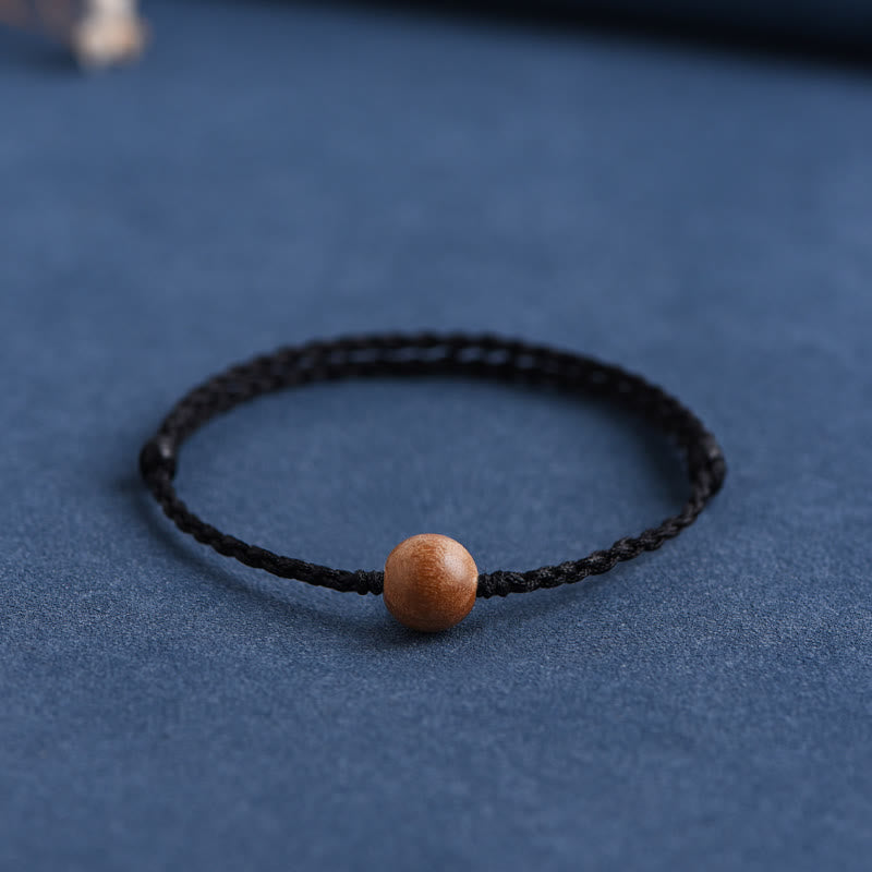 Natural Peach Wood Bead Ward Off Evil Spirits Braided Bracelet