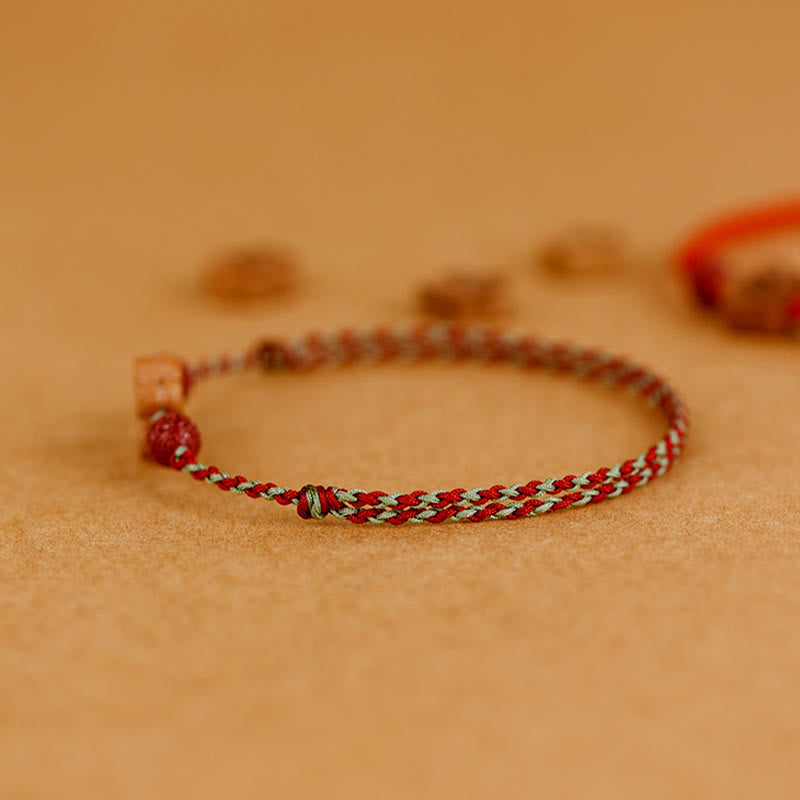 Peach Wood Small Peach Blossom Cinnabar Wealth String Bracelet Anklet