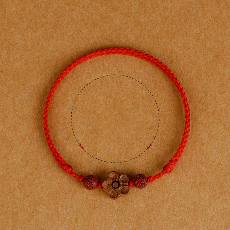 Peach Wood Small Peach Blossom Cinnabar Wealth String Bracelet Anklet