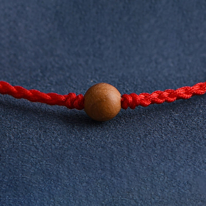 Natural Peach Wood Bead Ward Off Evil Spirits Braided Bracelet