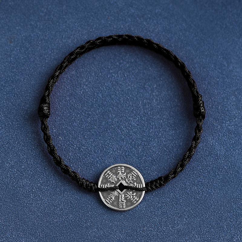 925 Sterling Silver Coin Protection Braided Bracelet Anklet