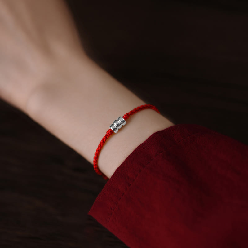 925 Sterling Silver Beads Protection Luck Braided Bracelet Anklet