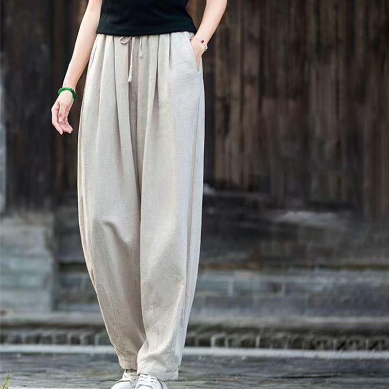 Plain Design Cotton Women's Pants