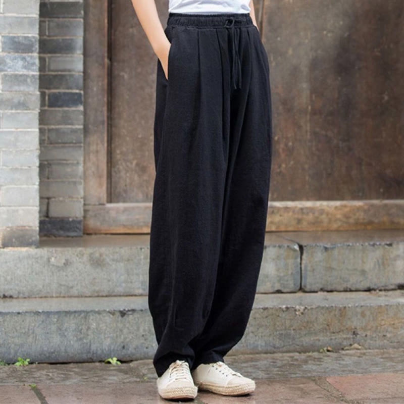 Plain Design Cotton Women's Pants
