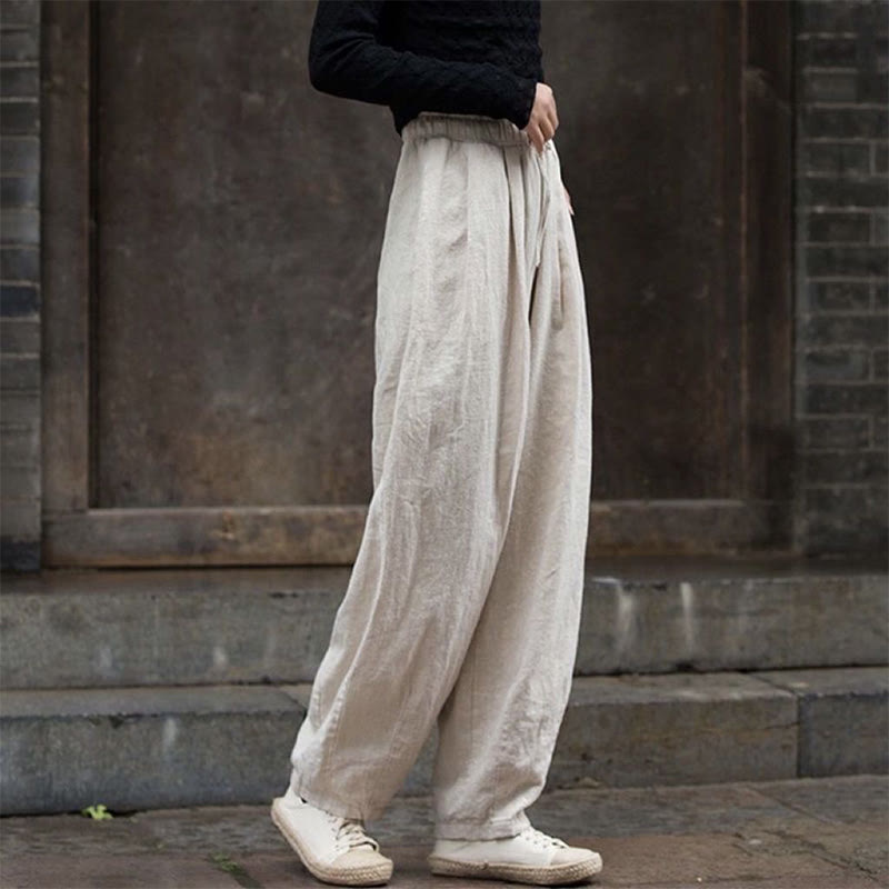 Plain Design Cotton Women's Pants