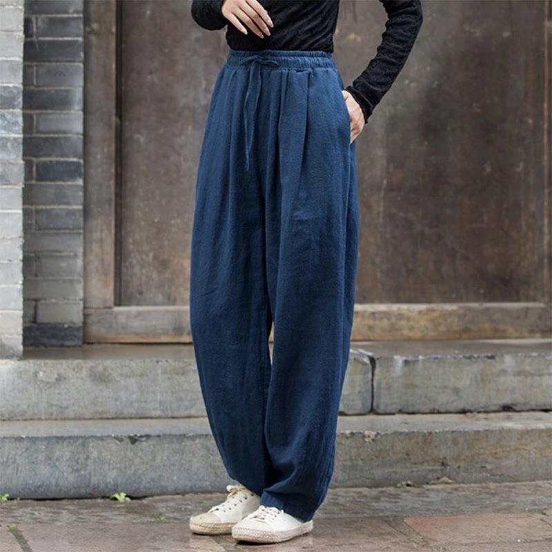 Plain Design Cotton Women's Pants