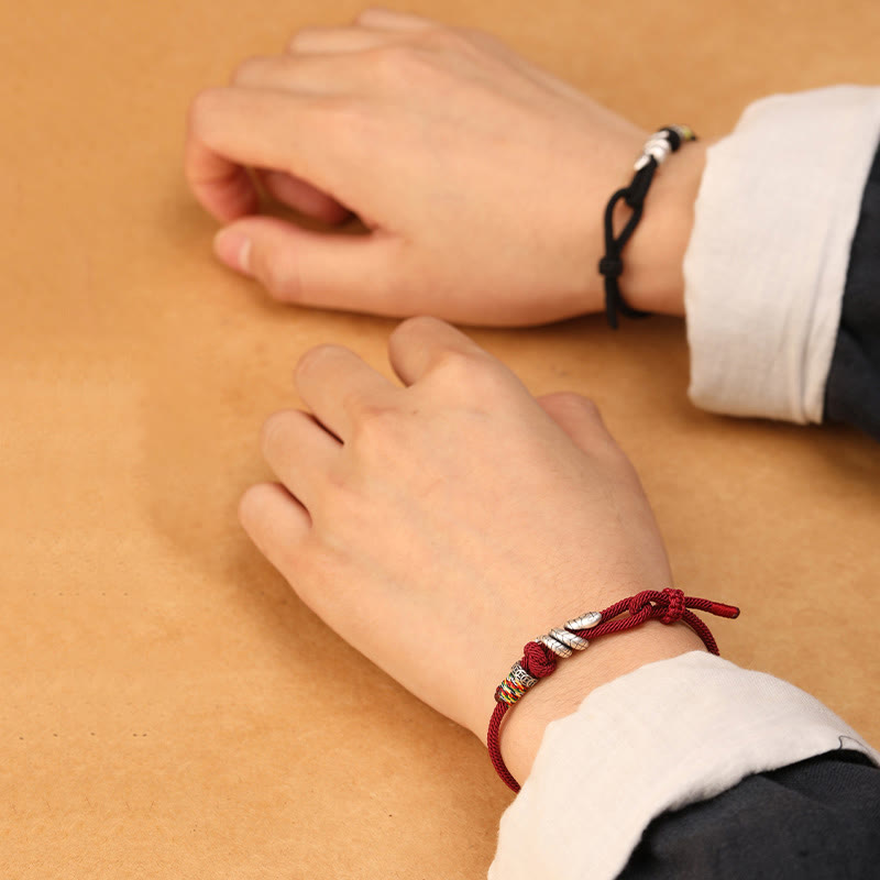 Red String 925 Sterling Silver Year of the Snake Coin Ring Snake Luck Bracelet