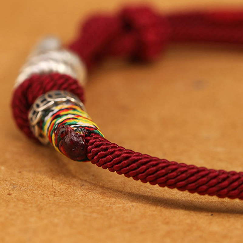 Red String 925 Sterling Silver Year of the Snake Coin Ring Snake Luck Bracelet