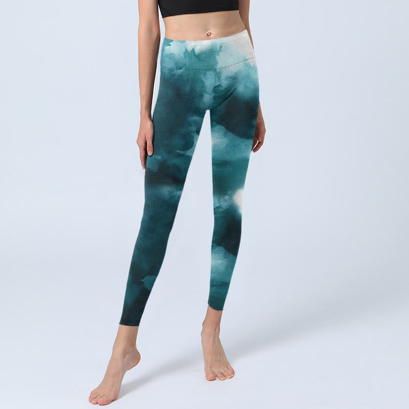 Dark Green Cloud Gym Leggings Women's Yoga Pants