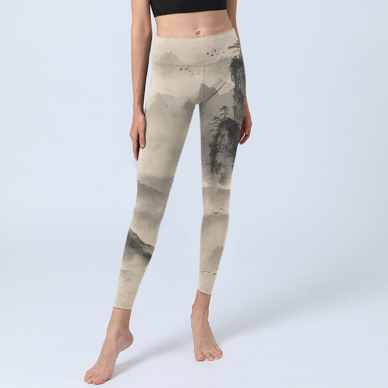 Mountains Shrouded In Mist Wild Goose Gym Leggings Women's Yoga Pants