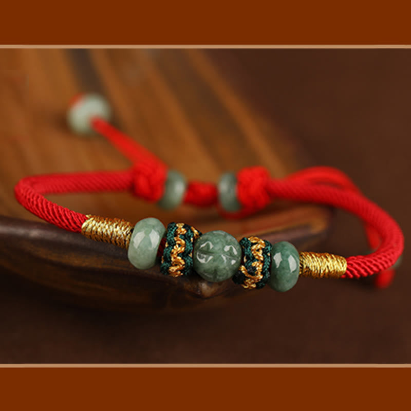 Jade Abacus Bead Prosperity Red String Rope Bracelet