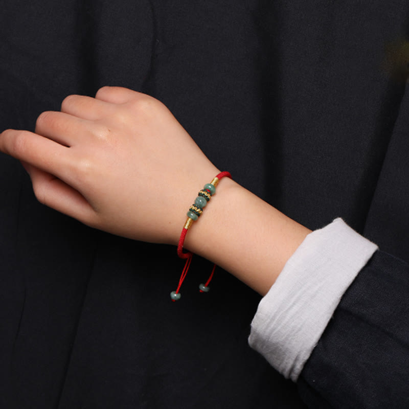 Jade Abacus Bead Prosperity Red String Rope Bracelet