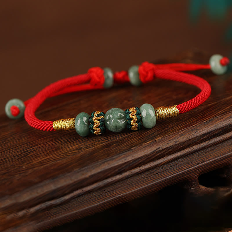 Jade Abacus Bead Prosperity Red String Rope Bracelet