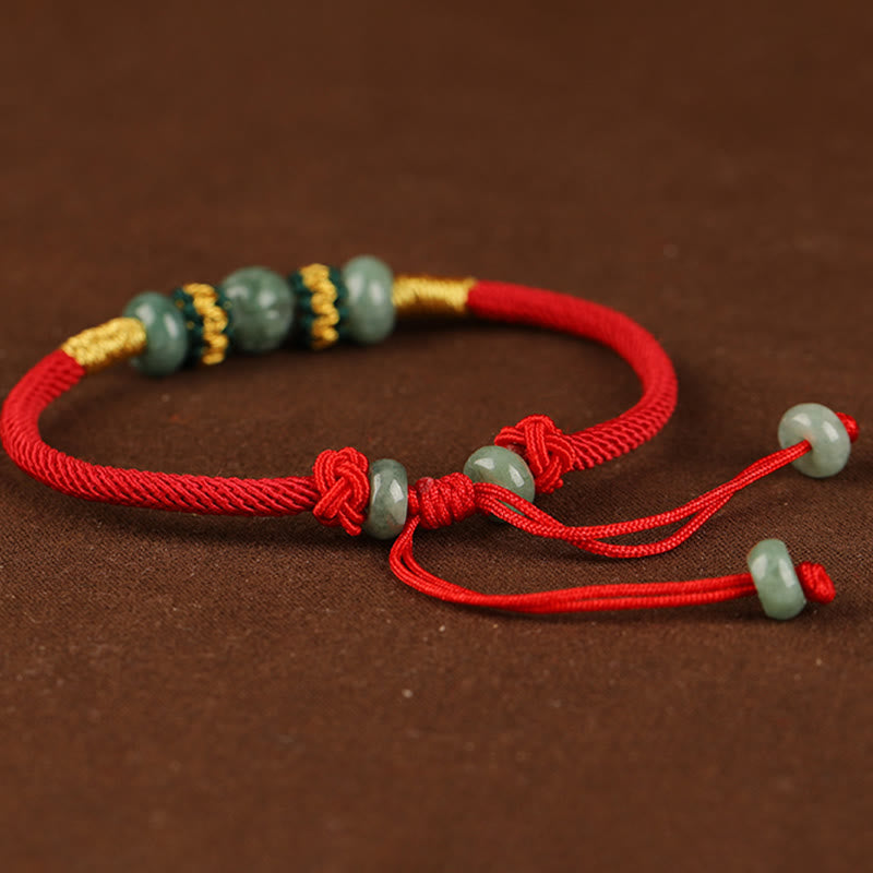 Jade Abacus Bead Prosperity Red String Rope Bracelet
