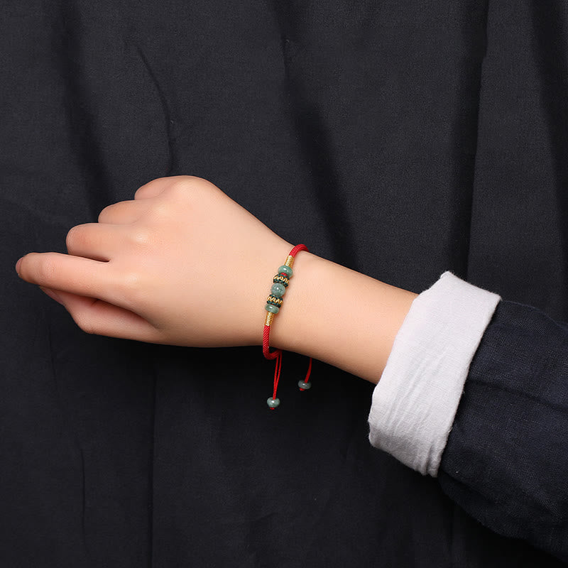 Jade Abacus Bead Prosperity Red String Rope Bracelet
