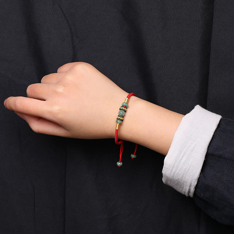 Jade Abacus Bead Prosperity Red String Rope Bracelet