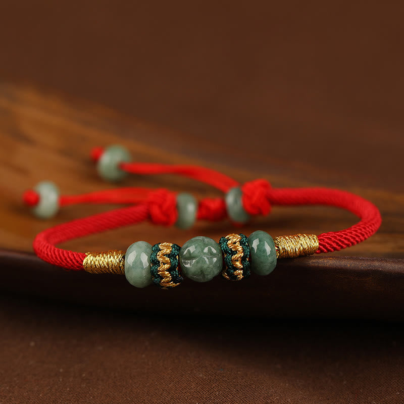 Jade Abacus Bead Prosperity Red String Rope Bracelet