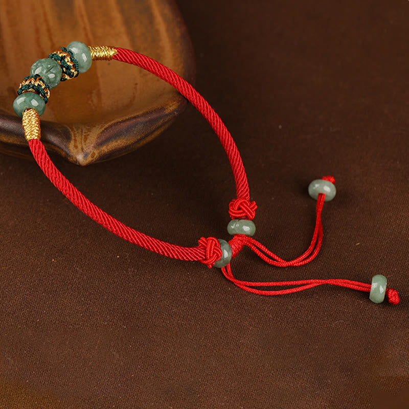 Jade Abacus Bead Prosperity Red String Rope Bracelet