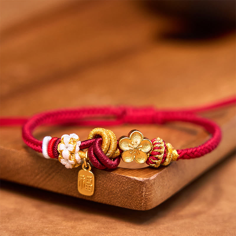 Peach Blossom Happiness Charm Luck Red String Bracelet
