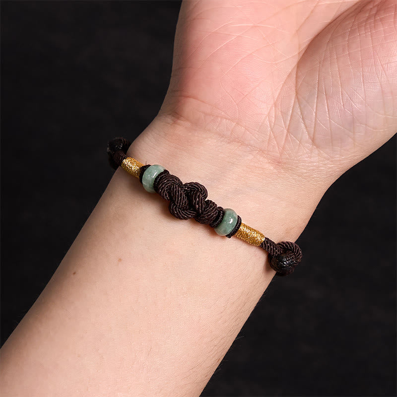 Red String Jade Luck Fortune Knot Braided Couple Bracelet
