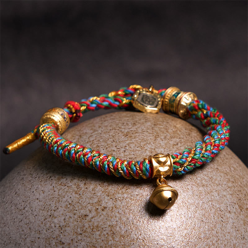 Tibetan Om Mani Padme Hum Carved Zakiram Goddess of Wealth Charm Amulet Bracelet