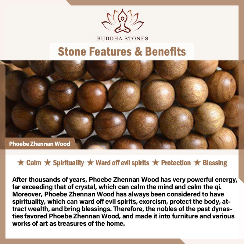 108 Mala Teardrop Beads Natural Phoebe Zhennan Wood Protection Bracelet