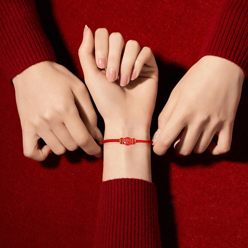 Chinese Zodiac Red String Eight Thread Peace Knot Cinnabar Protection Luck Bracelet