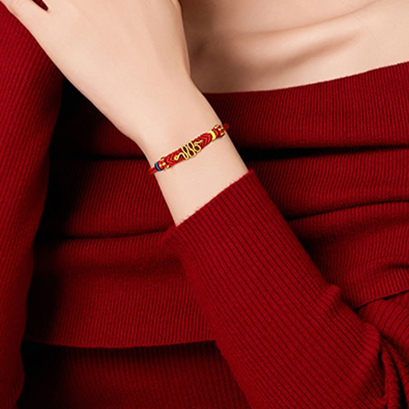 Red String Eight Thread Peace Knot Year Of The Snake Protection Braided Bracelet