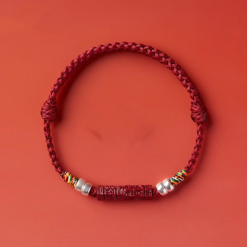 925 Sterling Silver Om Mani Padme Hum Cinnabar Blessing Child Adult Bracelet