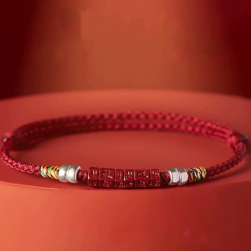 925 Sterling Silver Om Mani Padme Hum Cinnabar Blessing Child Adult Bracelet