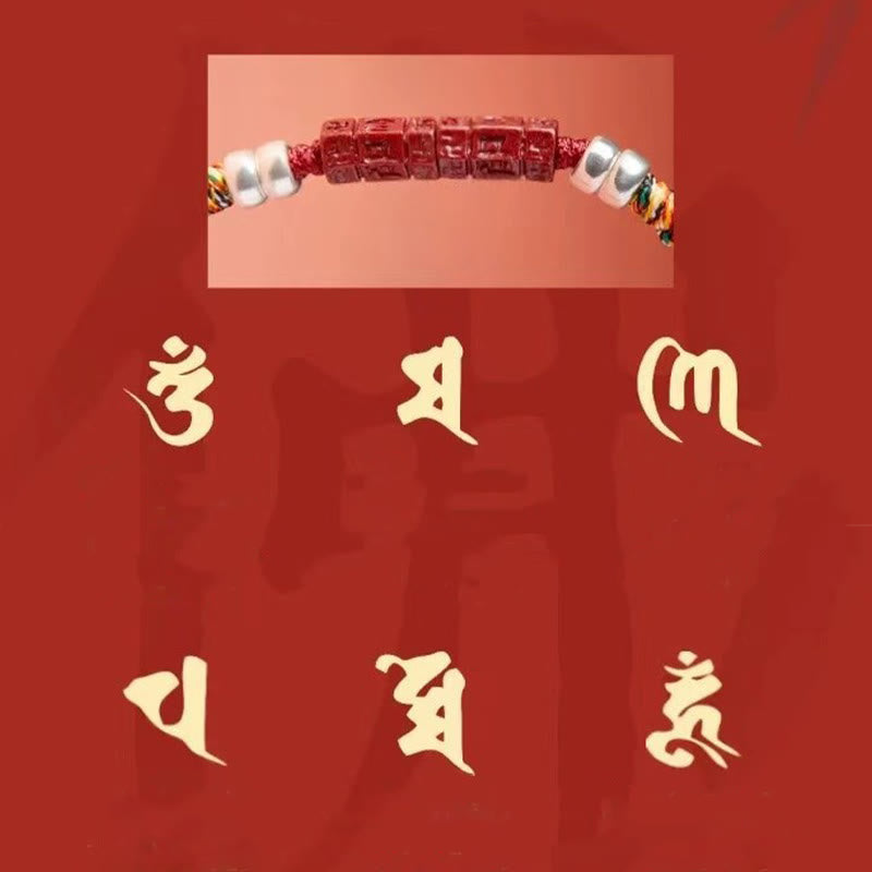925 Sterling Silver Om Mani Padme Hum Cinnabar Blessing Child Adult Bracelet