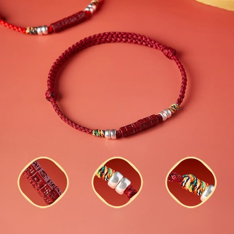 925 Sterling Silver Om Mani Padme Hum Cinnabar Blessing Child Adult Bracelet