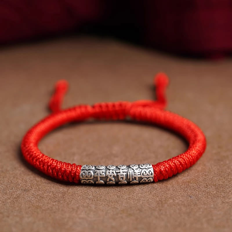 Handmade 999 Sterling Silver Peace and Good Fortune Om Mani Padme Hum Luck Rope Bracelet