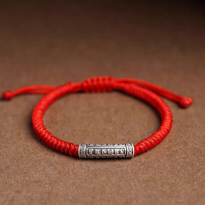 Handmade 999 Sterling Silver Peace and Good Fortune Om Mani Padme Hum Luck Rope Bracelet