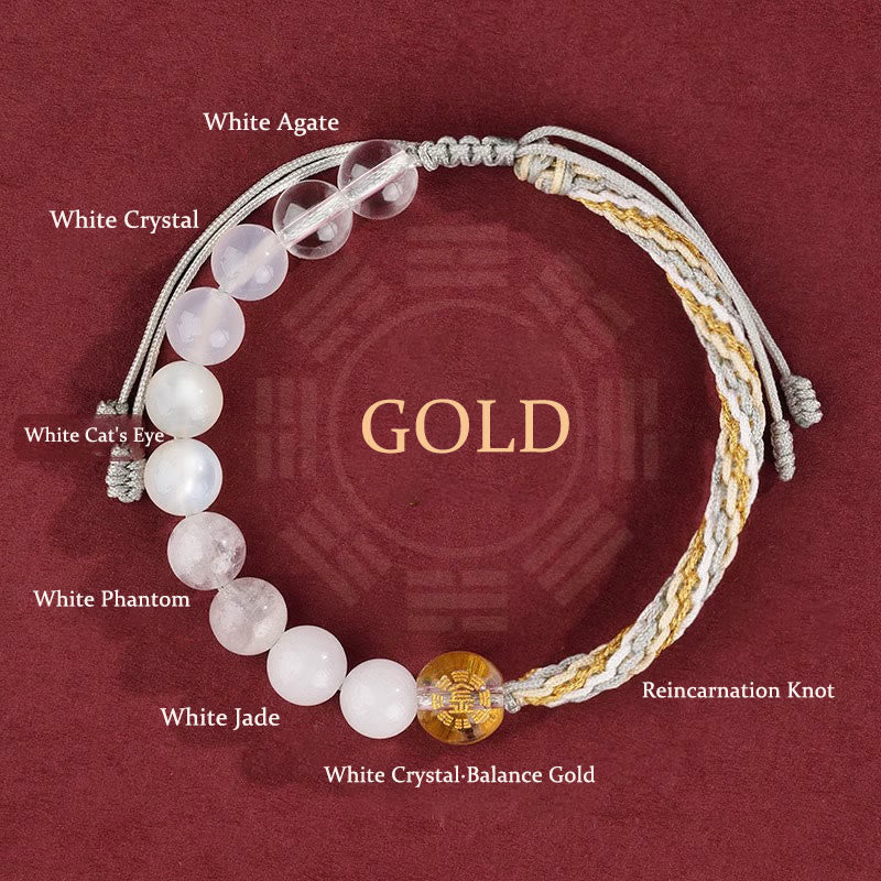 Five Elements Various Crystal Agate Wealth Reincarnation Knot Braid Bracelet