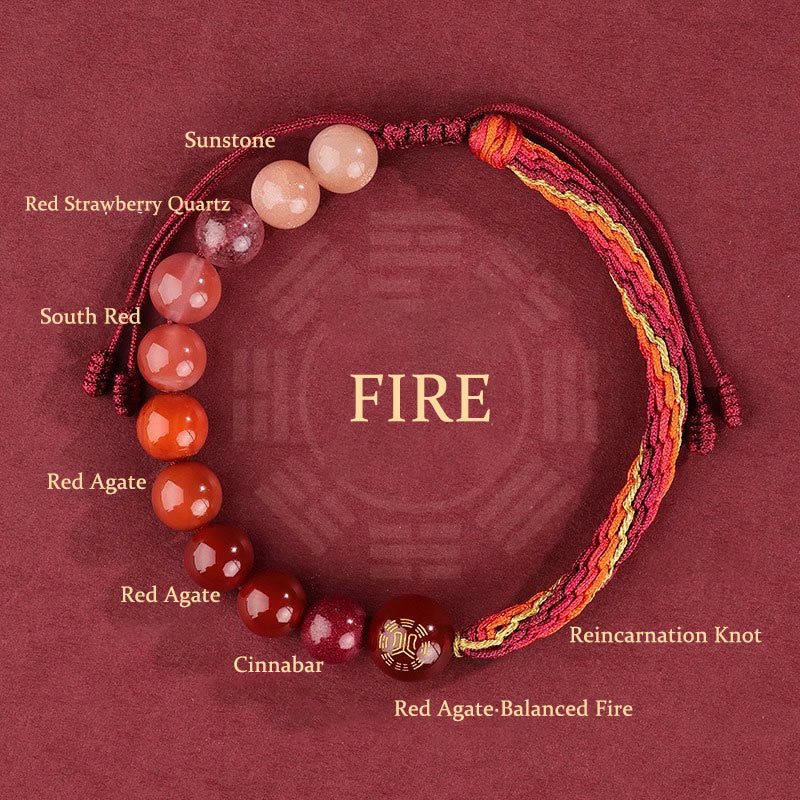 Five Elements Various Crystal Agate Wealth Reincarnation Knot Braid Bracelet