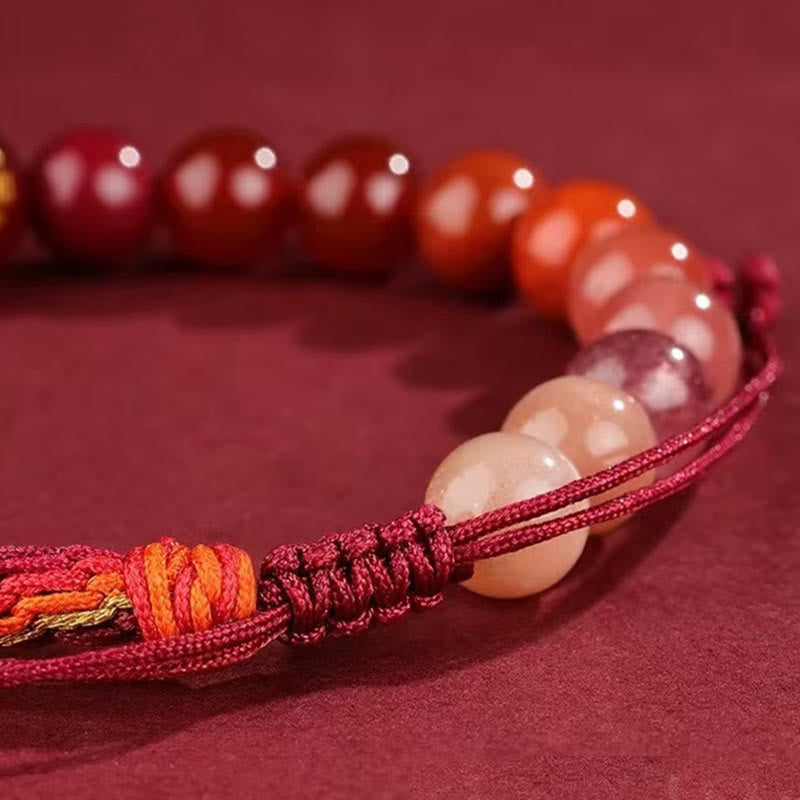 Five Elements Various Crystal Agate Wealth Reincarnation Knot Braid Bracelet