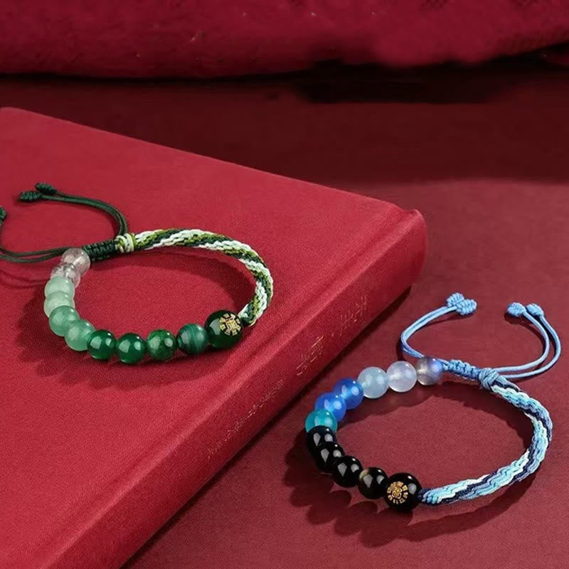 Five Elements Various Crystal Agate Wealth Reincarnation Knot Braid Bracelet