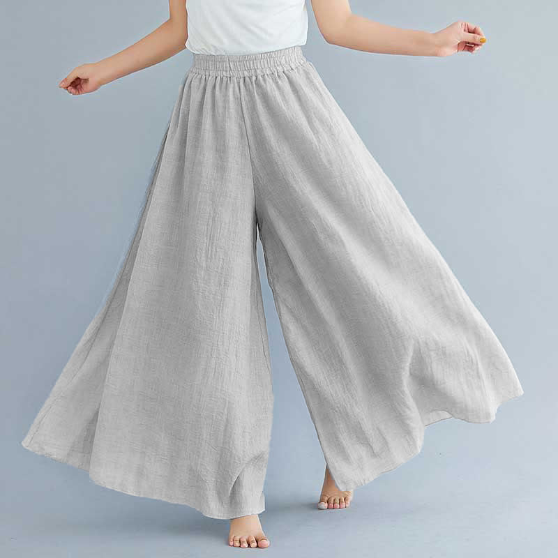 Women Casual Loose Cotton Linen Wide Leg Pants For Yoga Dance