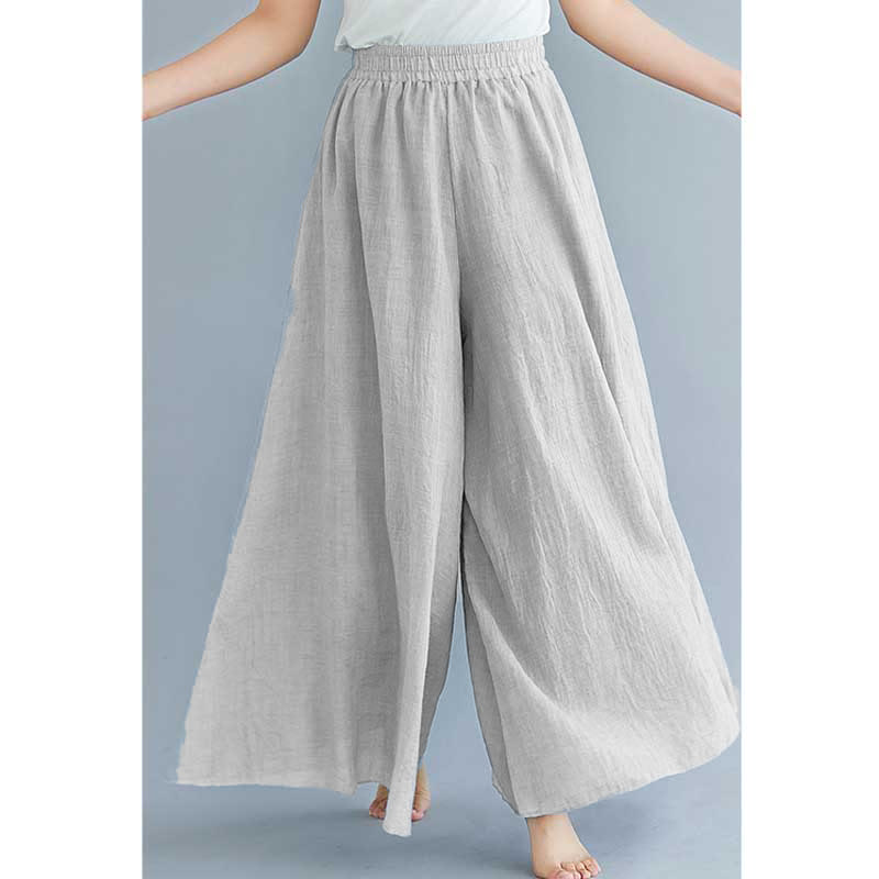 Women Casual Loose Cotton Linen Wide Leg Pants For Yoga Dance