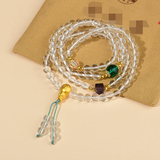 108 Mala Beads White Crystal Clarity Bracelet