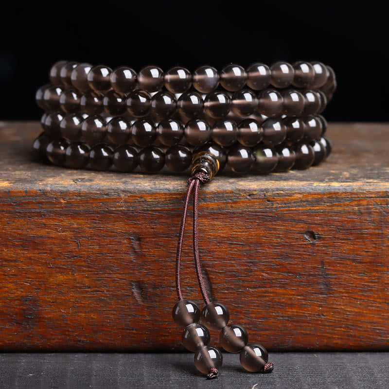 108 Mala Beads Black Obsidian lce Obsidian Fulfilment Bracelet