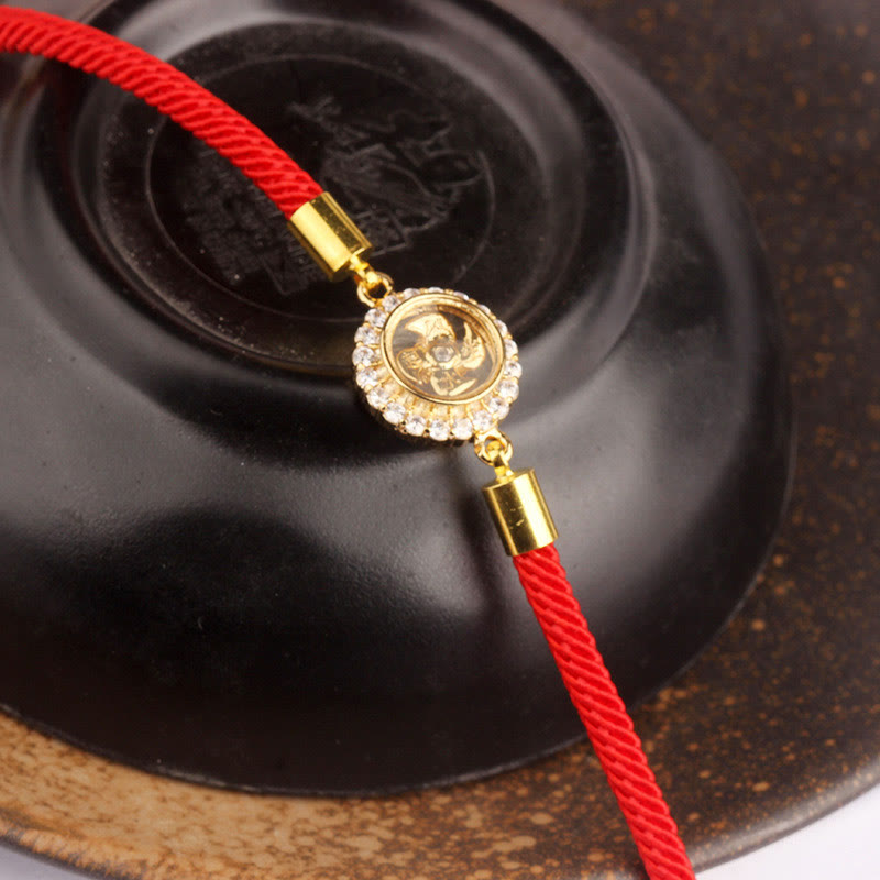 Red String Copper Brass Rotatable Windmill Feng Sheng Shui Qi Protection Braided Bracelet