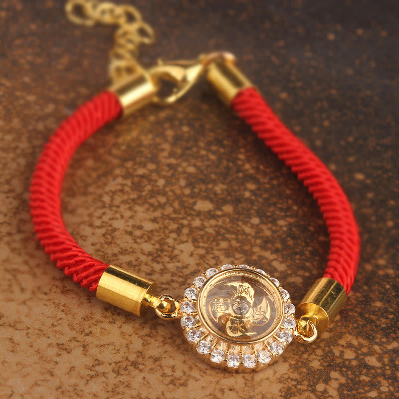 Red String Copper Brass Rotatable Windmill Feng Sheng Shui Qi Protection Braided Bracelet