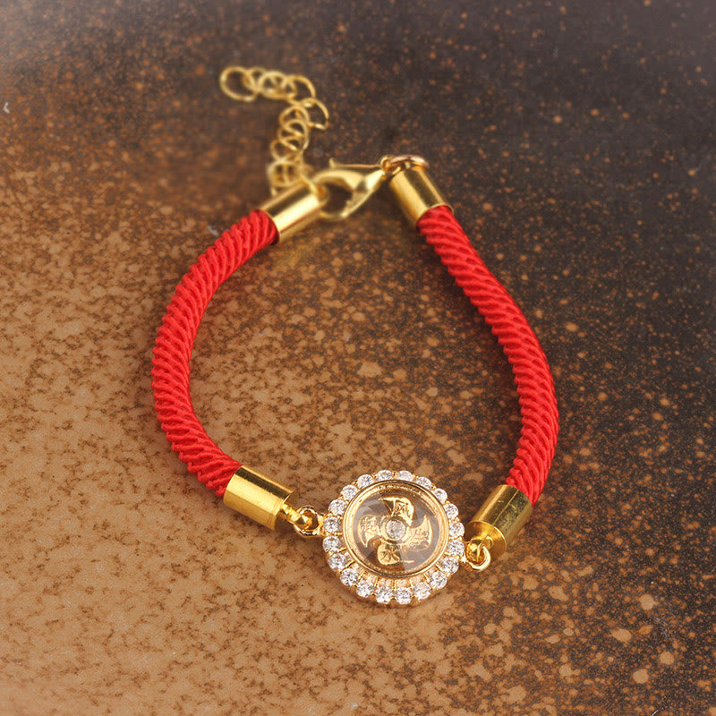 Red String Copper Brass Rotatable Windmill Feng Sheng Shui Qi Protection Braided Bracelet