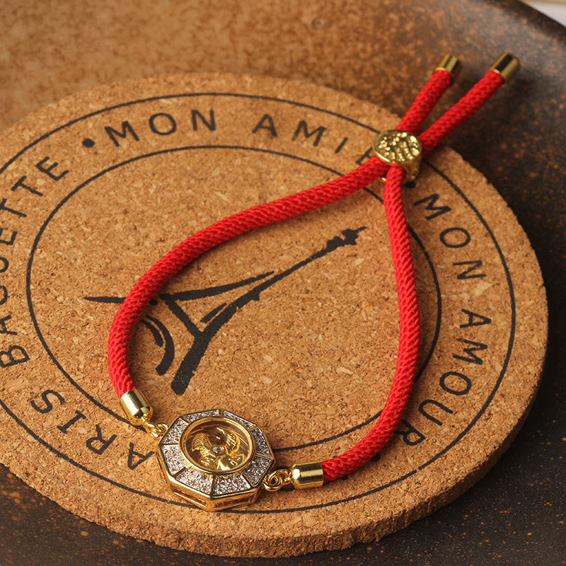 Copper Brass Rotatable Windmill Feng Sheng Shui Qi Red String Faith Braided Bracelet