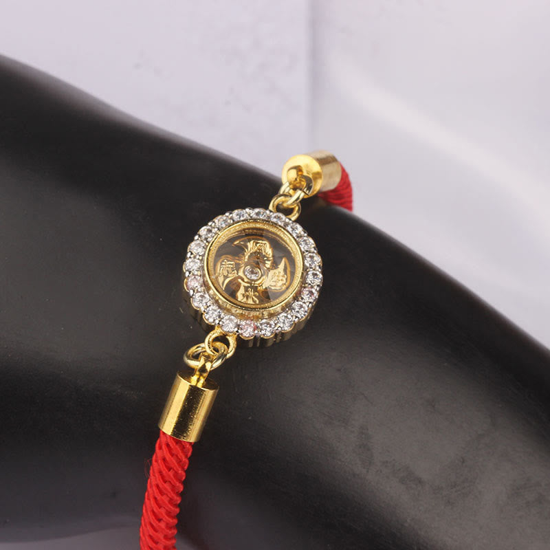 Red String Copper Brass Rotatable Windmill Feng Sheng Shui Qi Protection Braided Bracelet