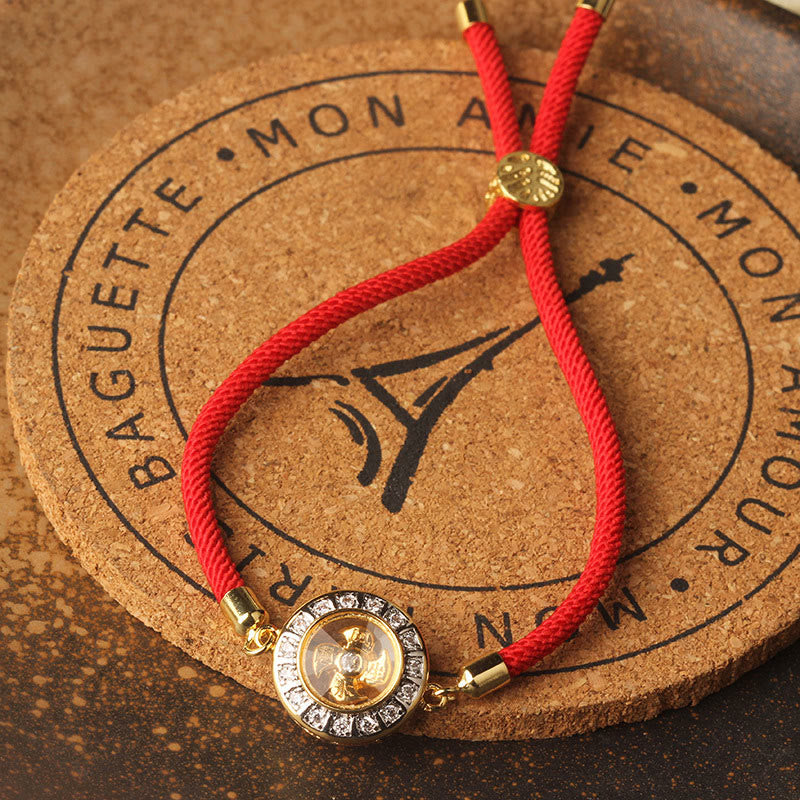 Copper Brass Feng Sheng Shui Qi Rotatable Windmill Red String Faith Braided Bracelet