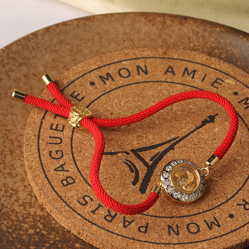 Copper Brass Feng Sheng Shui Qi Rotatable Windmill Red String Faith Braided Bracelet