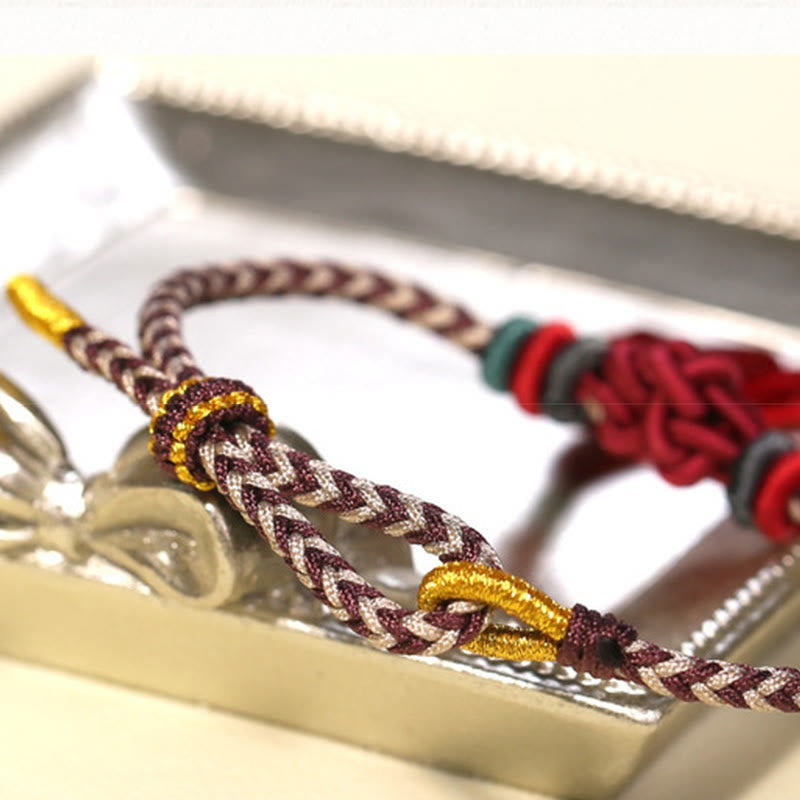 Colorful String Peach Blossom Knot Tassels Protection Bracelet